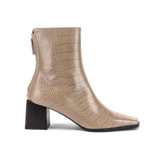 Lady Fashion Boot Shoe China Factory Top Quality Customs Fancy Heel Crocodile Leather
